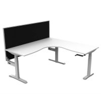 RAPIDLINE BOOST CRANK CORNER WORKSTATION WITH SCREEN 1800 X 1800 X 750MM NATURAL WHITE TOP AND WHITE SATIN FRAME