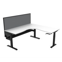 RAPIDLINE BOOST CRANK CORNER WORKSTATION WITH CABLE TRAY AND SCREEN 1800 X 1500 X 750MM NATURAL WHITE TOP / BLACK SATIN FRAME
