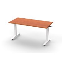 RAPIDLINE BOOST HEIGHT ADJUST FLIP TOP TABLE 1500 X 750 X 725MM CHERRY TOP AND WHITE P/C FRAME