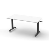 RAPIDLINE BOOST HEIGHT ADJUST FLIP TOP TABLE 1500 X 750 X 725MM WHITE TOP AND BLACK P/C FRAME