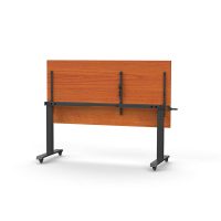 RAPIDLINE BOOST HEIGHT ADJUST FLIP TOP TABLE 1800 X 750 X 725MM CHERRY TOP AND BLACK P/C FRAME