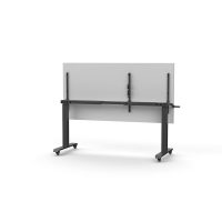 RAPIDLINE BOOST HEIGHT ADJUST FLIP TOP TABLE 1800 X 750 X 725MM WHITE TOP AND BLACK P/C FRAME