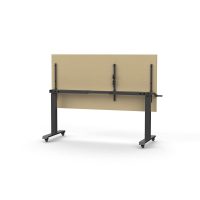 RAPIDLINE BOOST HEIGHT ADJUST FLIP TOP TABLE 1800 X 900 X 725MM NATURAL OAK TOP AND BLACK P/C FRAME
