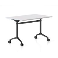 RAPIDLINE TYPHOON FLIP TOP TABLE 1200 X 600MM NATURAL WHITE TOP AND BLACK P/C ALL OVER FRAME