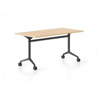 RAPIDLINE TYPHOON FLIP TOP TABLE 1800 X 750MM NATURAL OAK TOP AND BLACK P/C ALL OVER FRAME