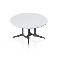RAPIDLINE TYPHOON MEETING TABLE ROUND 1500 X 750MM NATURAL WHITE TOP AND BLACK P/C ALL OVER FRAME