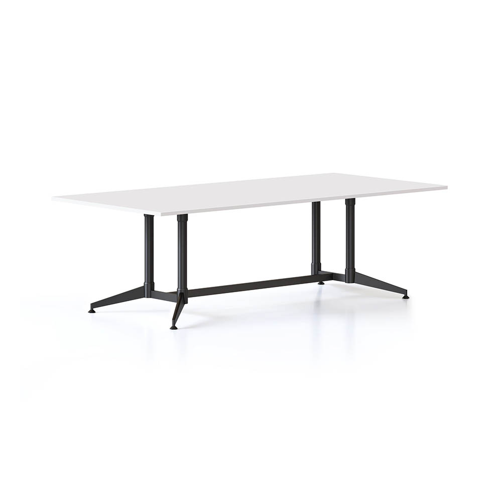 RAPIDLINE TYPHOON MEETING AND BOARDROOM TABLE RECTANGLE 2400 X 1200MM NATURAL WHITE TOP AND BLACK P/C ALL OVER FRAME
