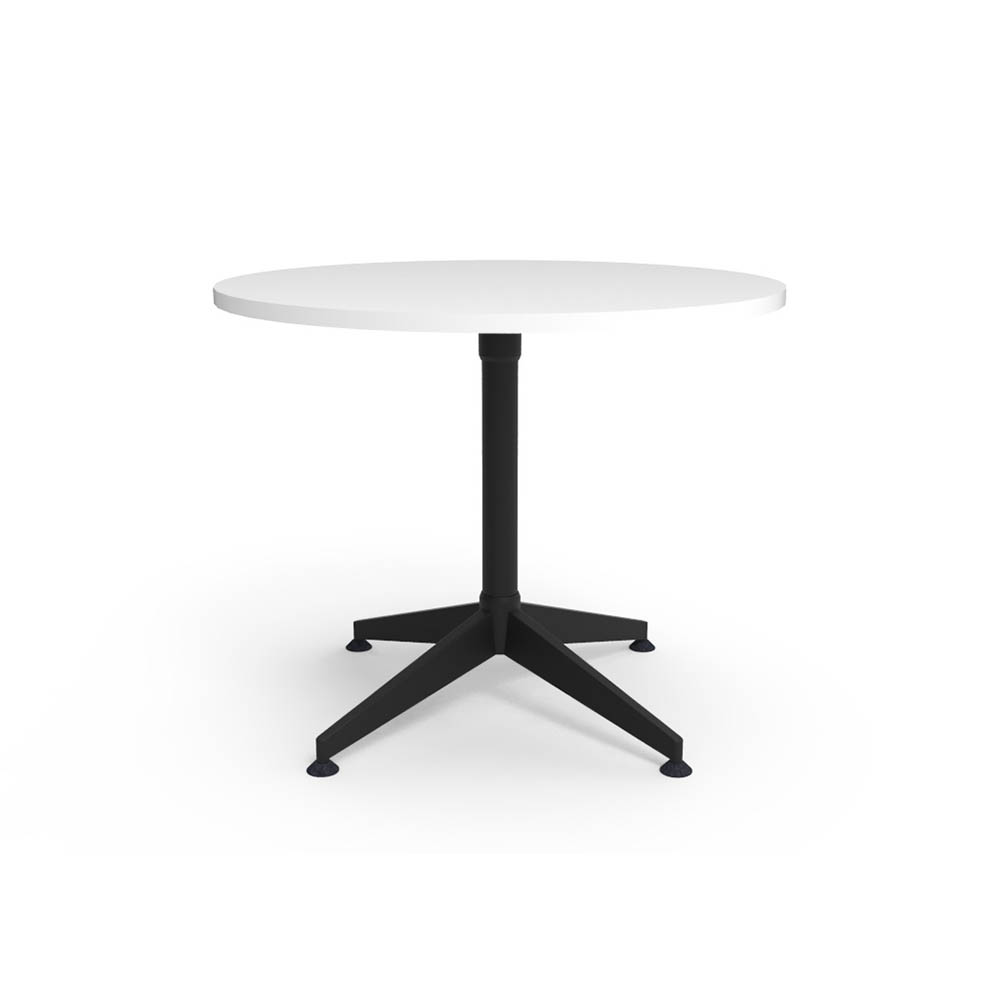 RAPIDLINE TYPHOON MEETING TABLE 4 STAR ROUND 900MM NATURAL WHITE TOP AND BLACK P/C ALL OVER FRAME