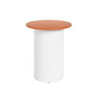 RAPIDLINE ROUND HIGH BAR TABLE DRUM BASE 900MM X 1050MM CHERRY TOP AND WHITE P/C FRAME