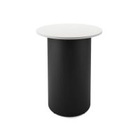 RAPIDLINE ROUND HIGH BAR TABLE DRUM BASE 900MM X 1050MM NATURAL WHITE TOP AND BLACK P/C FRAME