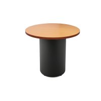 RAPIDLINE ROUND DRUM BASE TABLE 900 X 730MM BEECH TOP AND BLACK P/C FRAME
