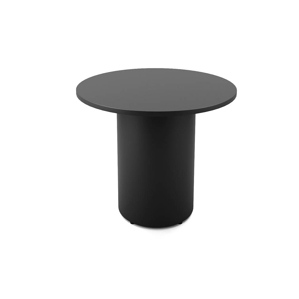 RAPIDLINE ROUND DRUM BASE TABLE 900 X 730MM BLACK TOP AND BLACK P/C FRAME