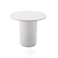 RAPIDLINE ROUND DRUM BASE TABLE 900 X 730MM NATURAL WHITE TOP AND WHITE P/C FRAME