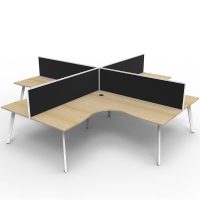 RAPIDLINE ETERNITY CORNER WORKSTATION 4 PERSON WITH SCREEN