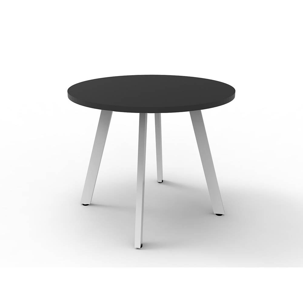 RAPIDLINE ETERNITY ROUND TABLE 900 X 730MM BLACK TOP AND WHITE P/C FRAME
