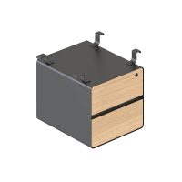 RAPIDLINE DELUXE INFINITY 2 DRAWER HANGING PEDESTAL NATURAL OAK MELAMINE FRONTS AND BLACK P/C FRAME