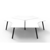 RAPIDLINE DELUXE INFINITY 120 DEGREE WORKSTATION ETERNITY LEG 3 PERSON 2866W X 730MM NATURAL WHITE TOP AND BLACK P/C FRAME