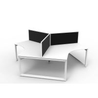 RAPIDLINE DELUXE INFINITY 120 DEGREE WORKSTATION LOOP LEG 3 PERSON WITH SCREEN 2866W X 730MM NATURAL WHITE TOP AND WHITE P/C FRAME