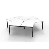 RAPIDLINE DELUXE INFINITY 120 DEGREE WORKSTATION PROFILE LEG 3 PERSON 2866W X 730MM NATURAL WHITE TOP AND BLACK P/C FRAME