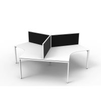 RAPIDLINE DELUXE INFINITY 120 DEGREE WORKSTATION PROFILE LEG 3 PERSON WITH SCREEN 2866W X 730MM NATURAL WHITE TOP AND WHITE P/C FRAME
