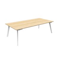 RAPIDLINE ETERNITY MEETING AND BOARDROOM TABLE RECTANGLE 2100 X 750 X 730MM NATURAL OAK TOP AND WHITE SATIN BASE
