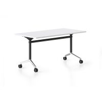 RAPIDLINE TYPHOON FLIP TOP TABLE 2100 X 750MM NATURAL WHITE AND BLACK P/C POLISHED ALUMINIUM FRAME