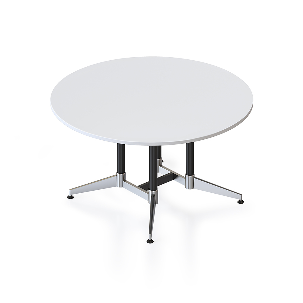 RAPIDLINE TYPHOON MEETING TABLE ROUND 1500 X 750MM NATURAL WHITE AND BLACK P/C POLISHED ALUMINIUM FRAME