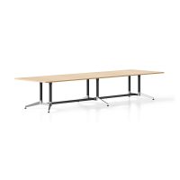 RAPIDLINE TYPHOON MEETING AND BOARDROOM TABLE RECTANGLE 4000 X 1200MM NATURAL OAK TOP AND BLACK P/C POLISHED ALUMINIUM FRAME