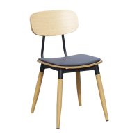 DURAFURN AUSTIN CHAIR BLACK PU VINYL SEAT NATURAL BACKREST 500 X 550 X 450MM