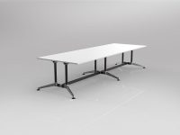 OLG MODULUS MEETING TABLE TWIN POST COLLAR LEG 3600 X 1200MM 2 PIECE TOPS WHITE