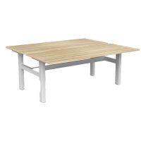 OLG AGILE FIXED HEIGHT 2-PERSON DESK WORKSTATION WHITE FRAME 1800MM X 750MM NEW OAK RAVINE TOP