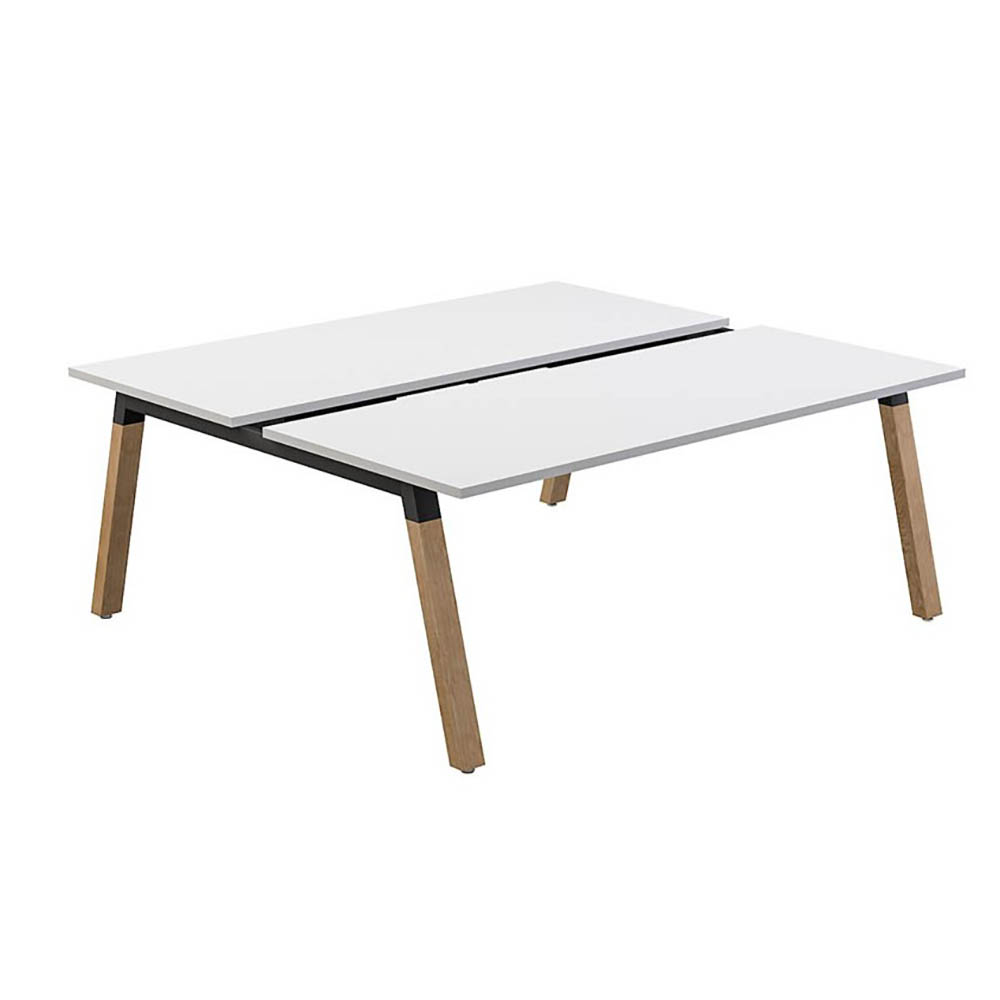 OLG PLANTATION 2-PERSON DSD WORKSTATION 1800 X 750MM WHITE TOP/OAK FRAME