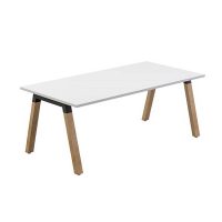OLG PLANTATION STRAIGHT WORKSTATION 1800 X 750MM WHITE TOP/OAK FRAME