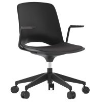 OLG VISTA SWIVEL CHAIR WITH ARMS BLACK BASE AND BLACK SEAT