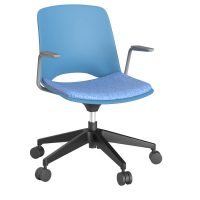 OLG VISTA SWIVEL CHAIR WITH ARMS BLACK BASE AND SKY SEAT