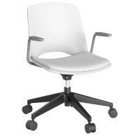 OLG VISTA SWIVEL CHAIR WITH ARMS BLACK BASE AND WHITE SEAT