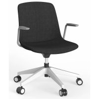 OLG VISTA SWIVEL CHAIR WITH ARMS FULLY UPHOLSTERED WHITE BASE AND BLACK SEAT