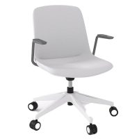 OLG VISTA SWIVEL CHAIR WITH ARMS FULLY UPHOLSTERED WHITE BASE AND WHITE SEAT