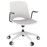 OLG VISTA SWIVEL CHAIR WITH ARMS WHITE BASE AND WHITE SEAT