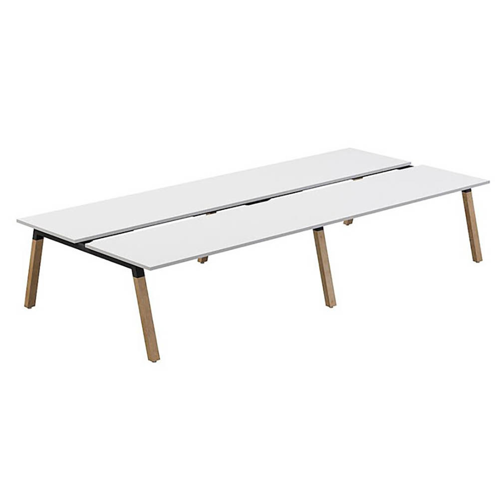 OLG PLANTATION 4-PERSON DSD WORKSTATION WHITE TOP/OAK FRAME