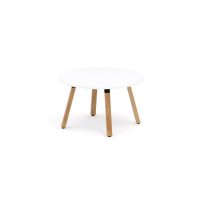 OLG PLANTATION ROUND TABLE 4 LEG BLACK HOUSING 1200MM WHITE TOP/OAK LEGS