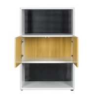 STEELCO 3 TIER 2 OPEN SHELF 1 DOOR CABINET 1200 X 800 X 450MM NATURAL BEECH