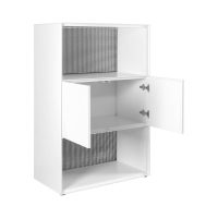 STEELCO 3 TIER 2 OPEN SHELF 1 DOOR CABINET 1200 X 800 X 450MM WHITE