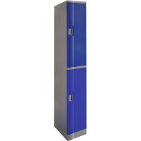 STEELCO ABS PLASTIC LOCKER 2 DOOR 380 X 500 X 1940MM BLUE
