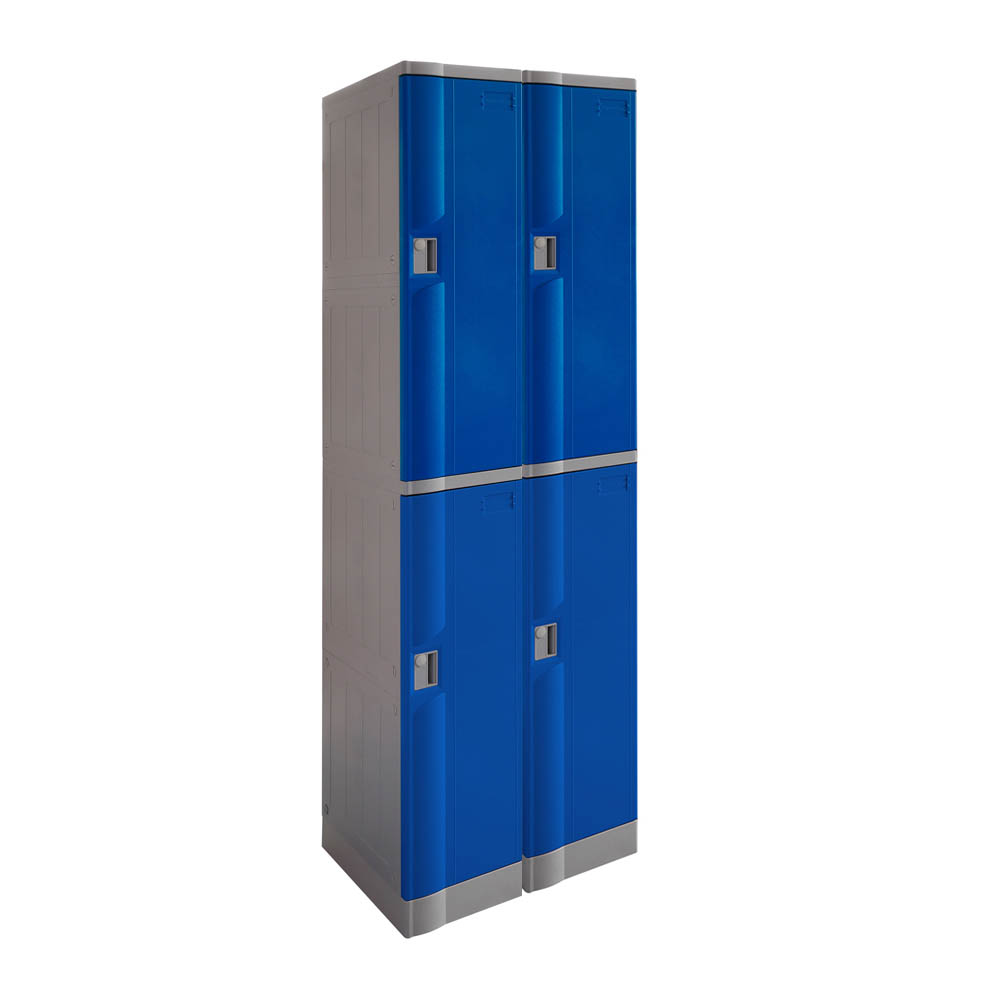 STEELCO ABS PLASTIC LOCKER 2 DOOR DOUBLE BANK 1940 X 760 X 500MM