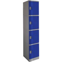 STEELCO ABS PLASTIC LOCKER 4 DOOR 380 X 500 X 1940MM BLUE