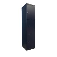 STEELCO FLUSH LOCKER 3 DOOR 1890 X 400 X 500MM BLACK SATIN