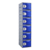 STEELCO HEAVY DUTY HDPE LOCKER 6 TIER FULL HEIGHT 1800 X 385 X 500MM