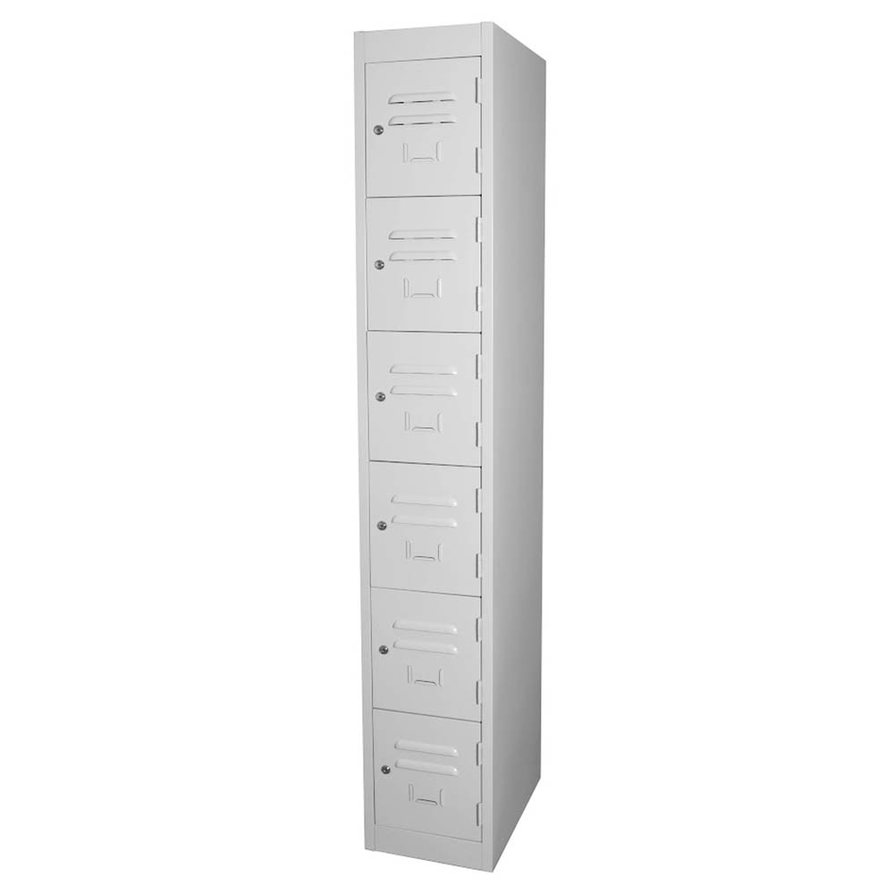 STEELCO STEEL LOCKER 6 DOOR INCLUDING HANGING RAIL AND SHELF 1830 X 380 X 460MM