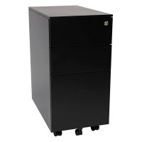 STEELCO SLIMLINE MOBILE PEDESTAL BBF 615 X 300 X 500MM BLACK SATIN